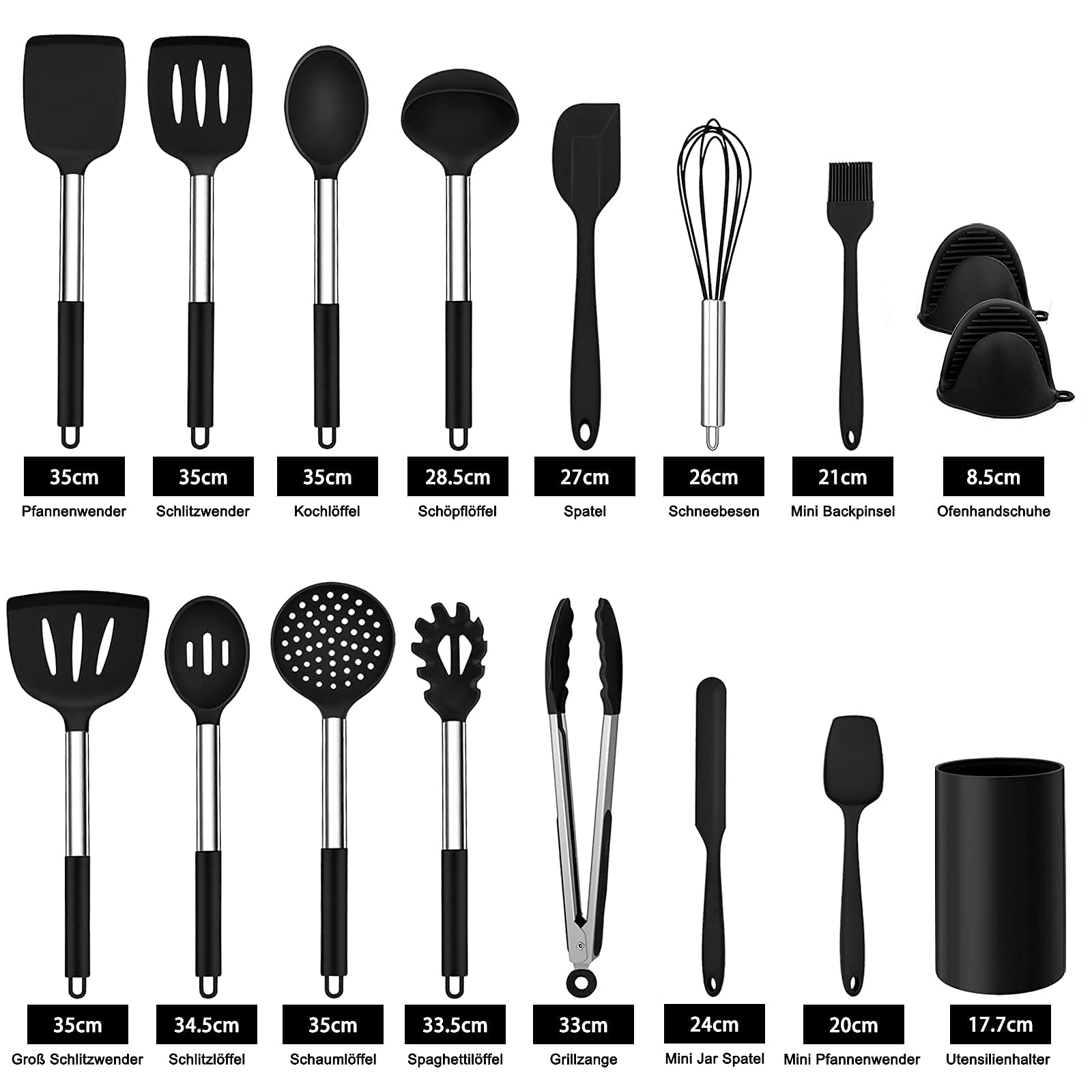 homikit-k-chenhelfer-set-silikon-17-teilig-schwarz-edelstahl image 2