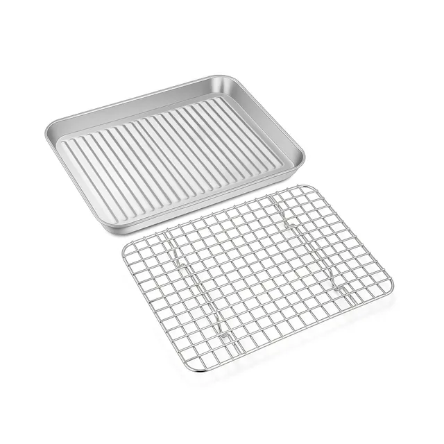 homikit-bakeware-backblech-mit-gitter-23-6cm-mini-ofenblech-edelstahl image 1