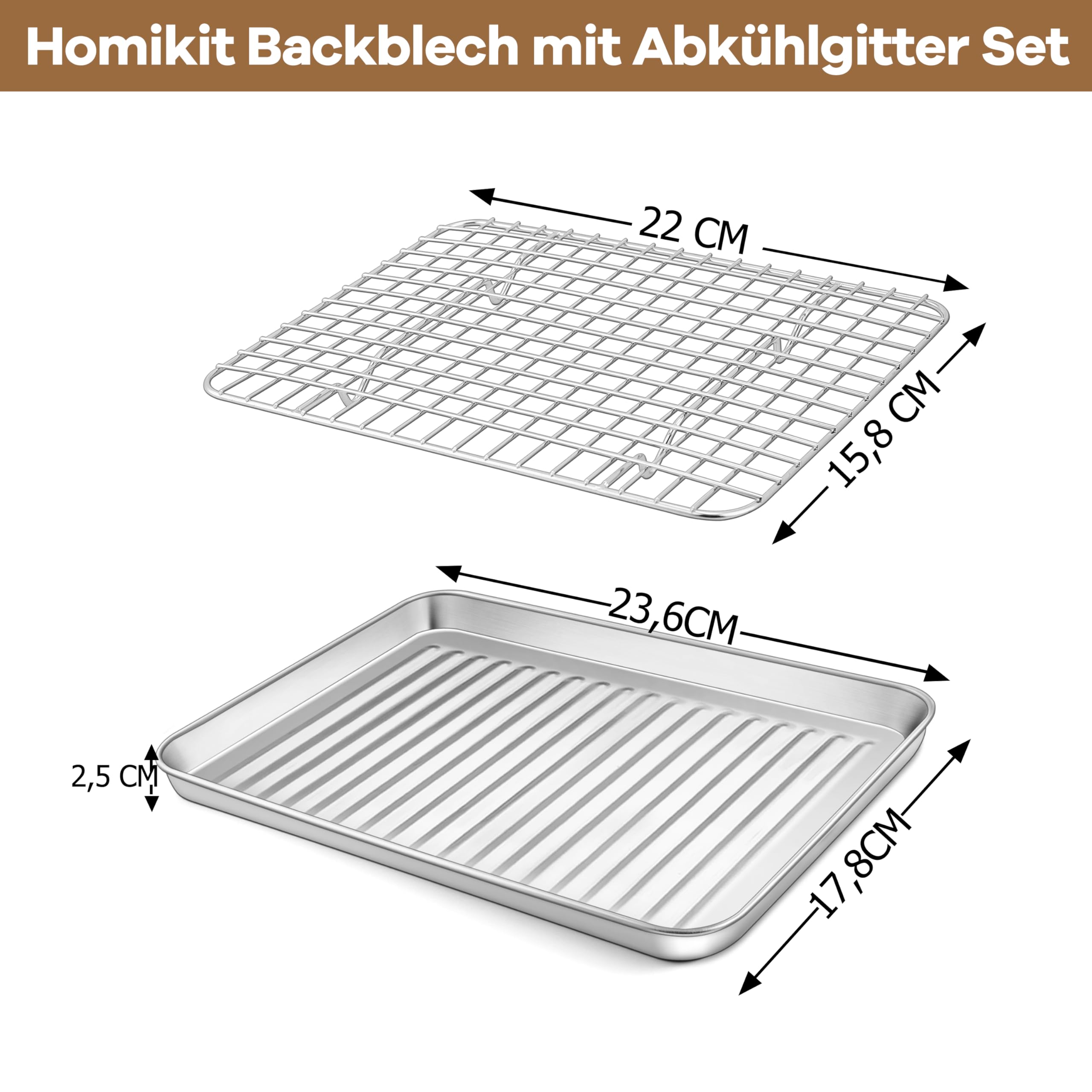 homikit-bakeware-backblech-mit-gitter-23-6cm-mini-ofenblech-edelstahl image 2