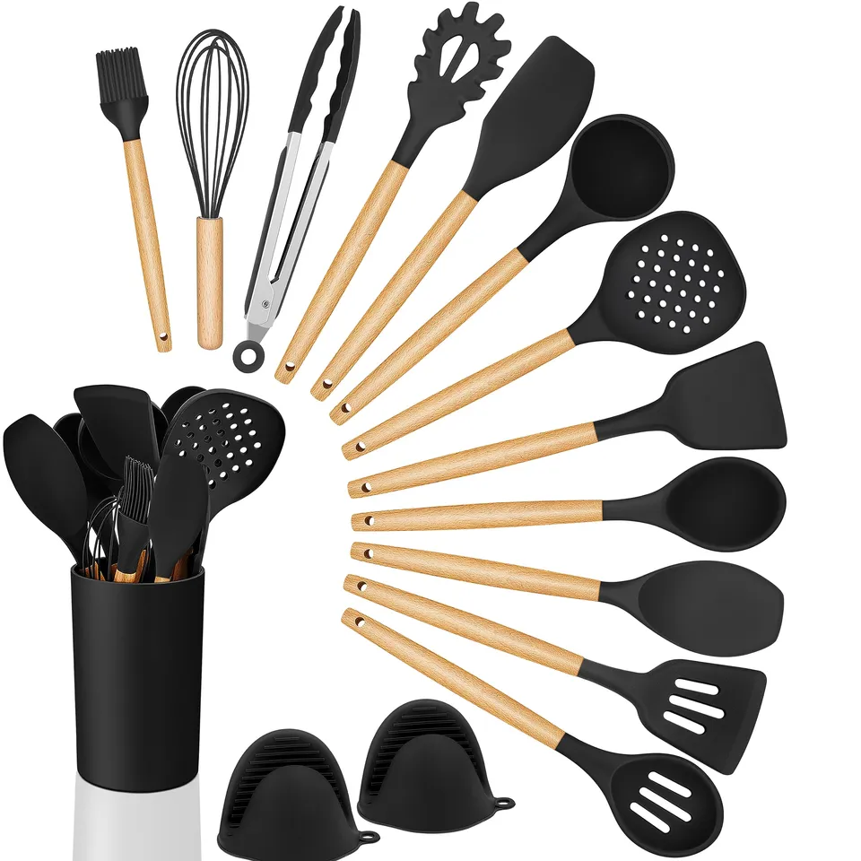 homikit-kitchen-gadgets-kochbesteck-set-15-teilig-schwarz-holzgriff image 1