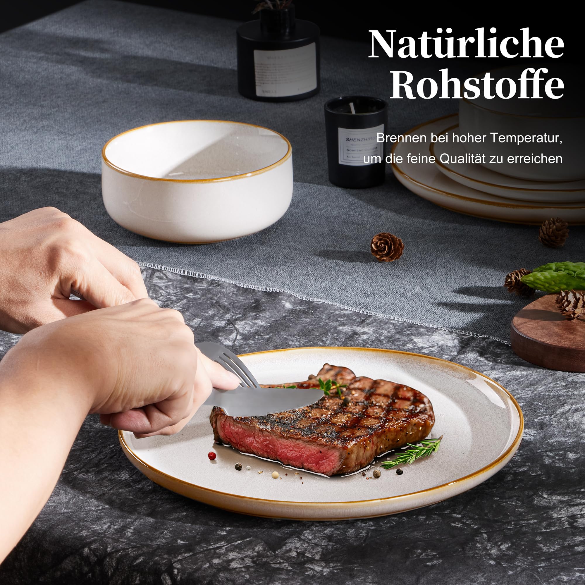 homikit-dinnerware-tellerset-26-5-cm-steinzeug-beige-6-teilig image 6