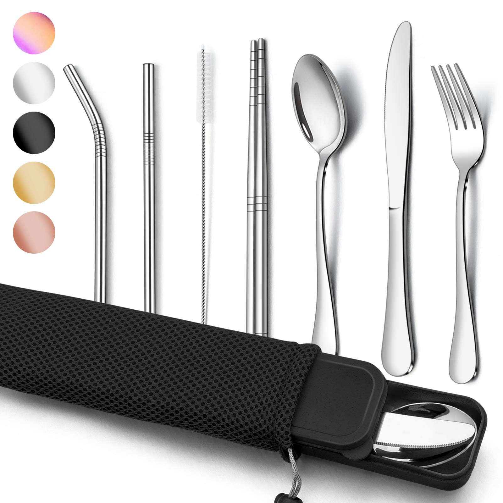 homikit-flatware-campingbesteck-edelstahl-9-teilig-silber image 1