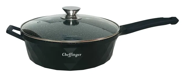 cheffinger-cookware-cf-diapf28-pfanne-28-cm-schwarz-antihaft image 1