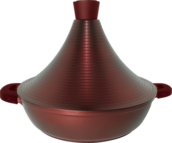 cheffinger-cookware-cf-taj32-tajine-topf-burgundy-32-cm-guss image 1