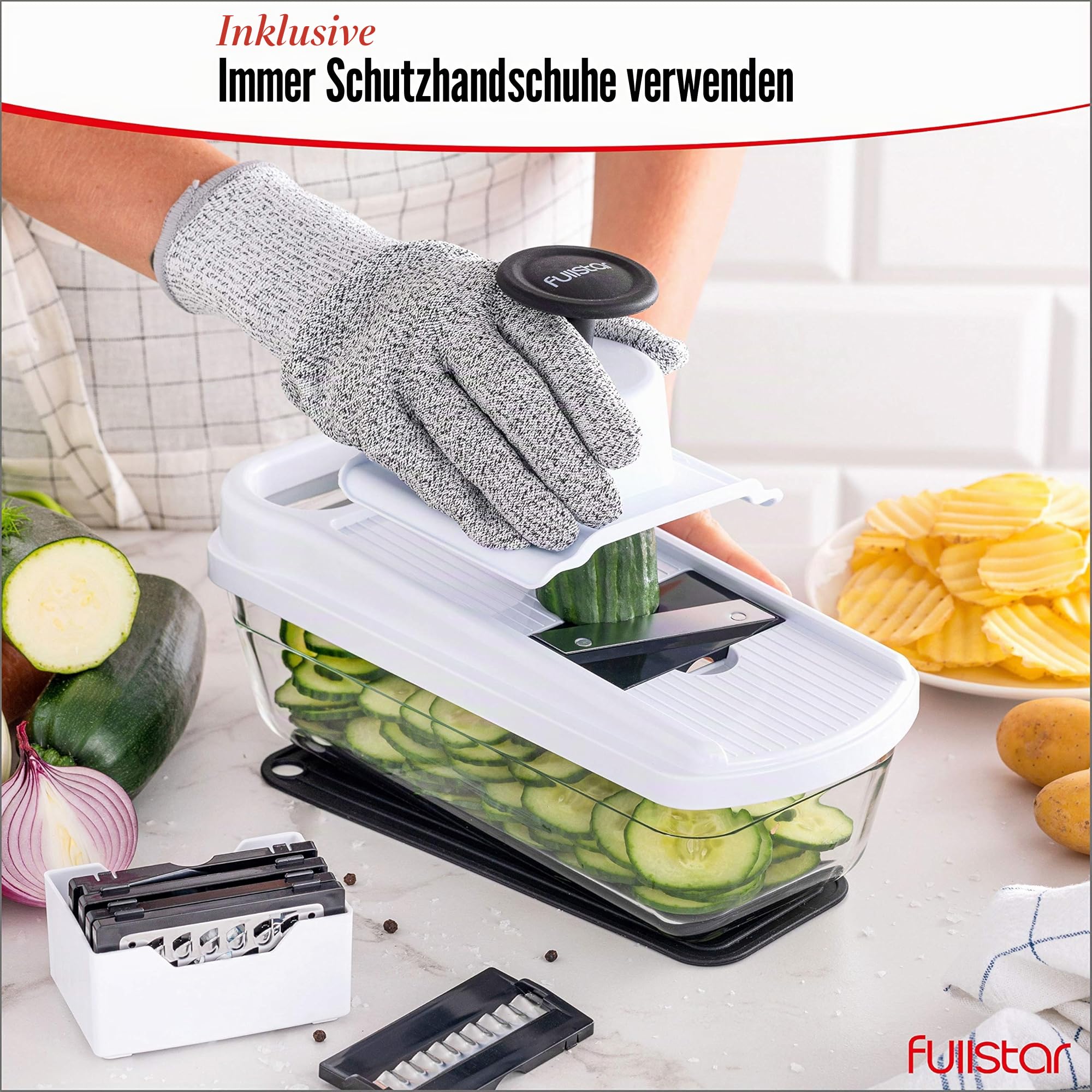 fullstar-pro-mandoline-gem-sehobel-7-in-1-edelstahl-mit-beh-lter image 3