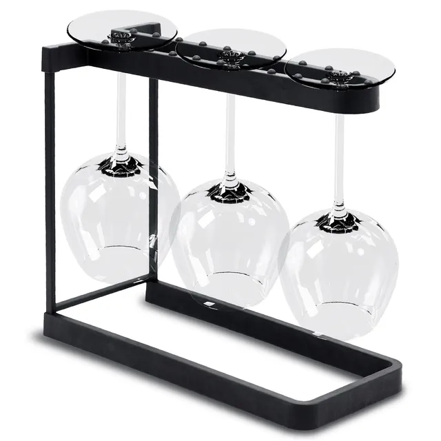 happy-sinks-sink-accessories-weinglashalter-schwarz-3-gl-ser-edelstahl image 1
