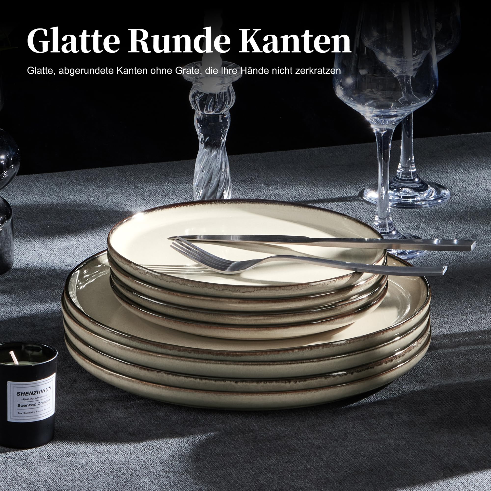 homikit-dinnerware-tellerset-26-5-cm-steinzeug-khaki-6-teilig image 5