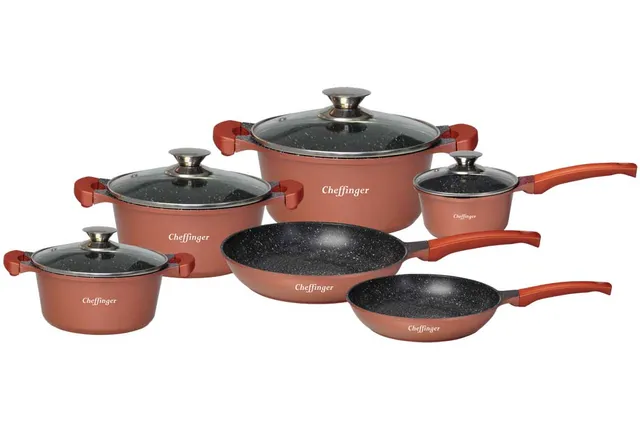 cheffinger-cookware-cf-da1010-topfset-rosegold-antihaft image 1