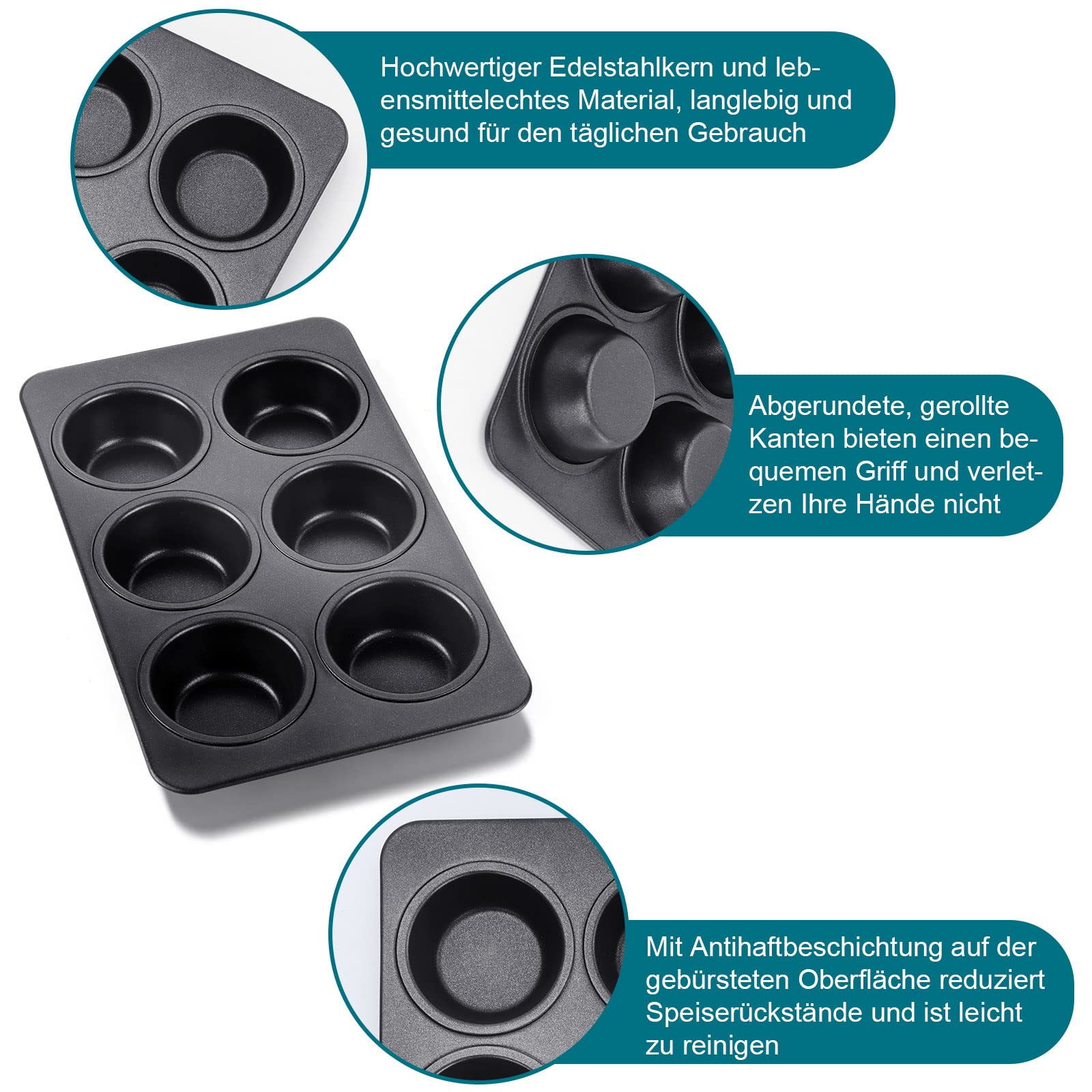 homikit-bakeware-muffinform-6er-4er-pack-edelstahl-antihaft image 3