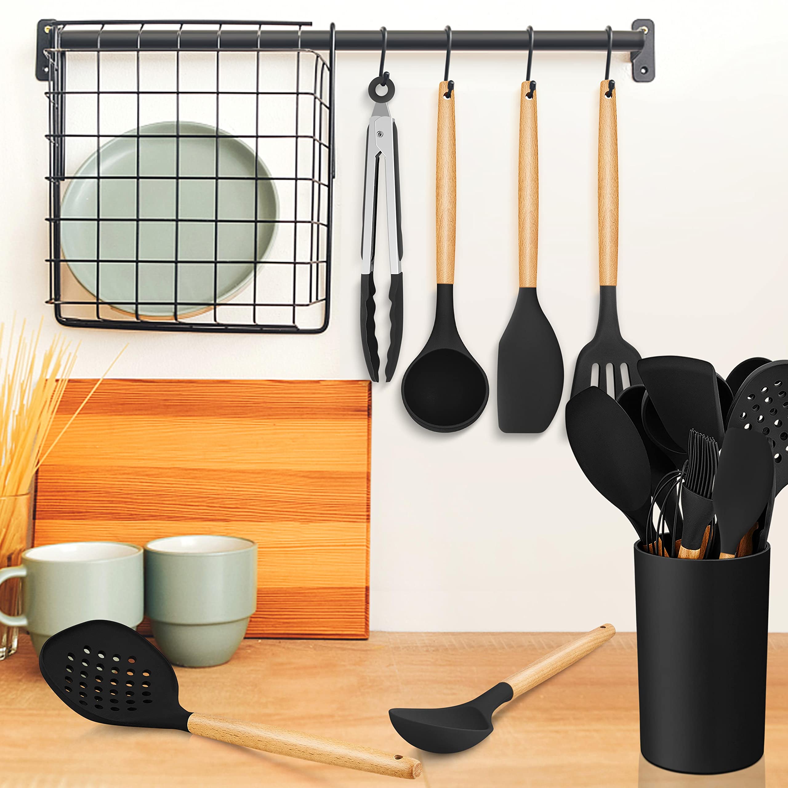 homikit-kitchen-gadgets-kochbesteck-set-15-teilig-schwarz-holzgriff image 7