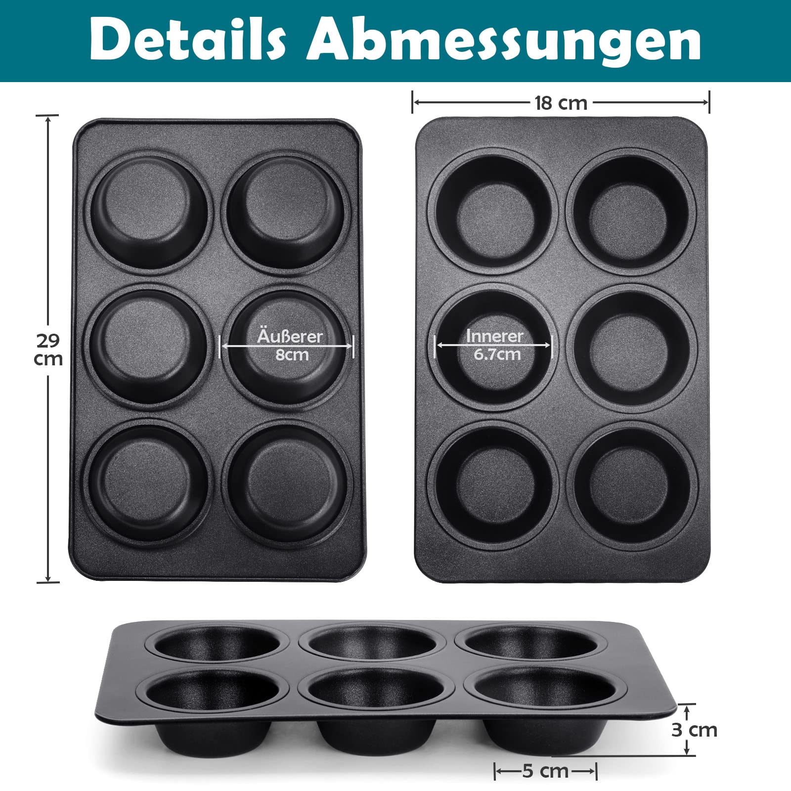 homikit-bakeware-muffinform-6er-4er-pack-edelstahl-antihaft image 2
