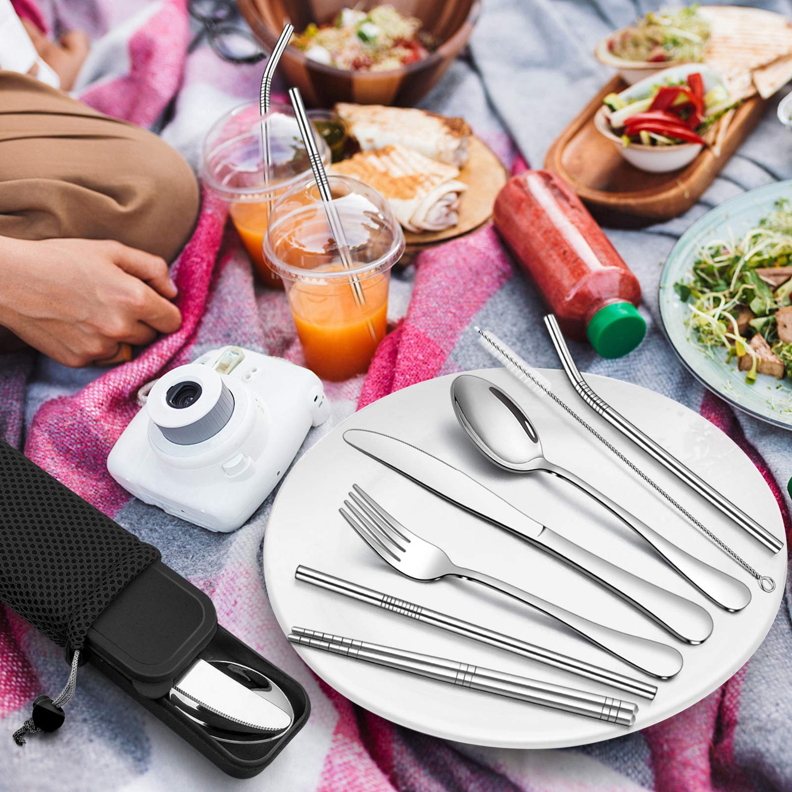 homikit-flatware-campingbesteck-edelstahl-9-teilig-silber image 5