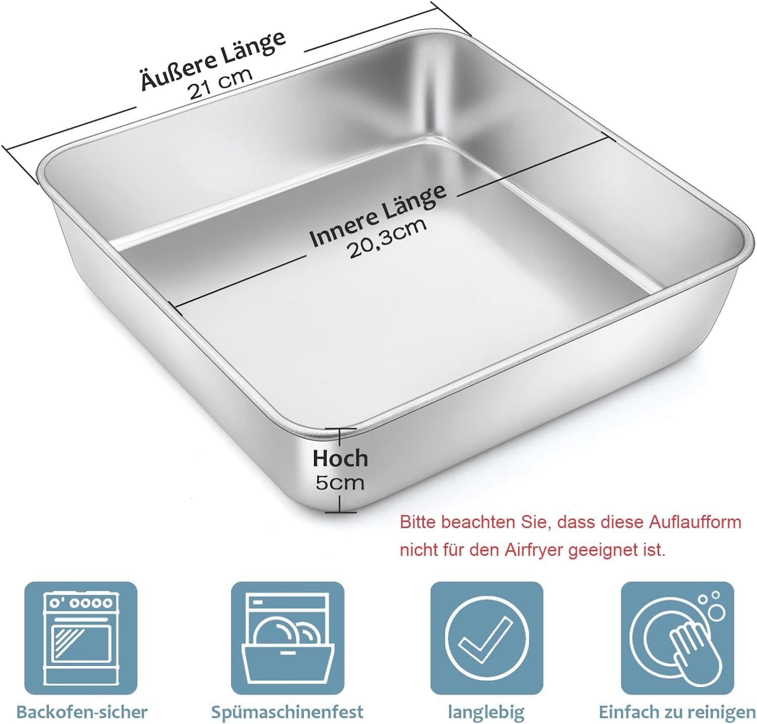 homikit-bakeware-kuchenform-21x21-backform-1er-edelstahl image 2