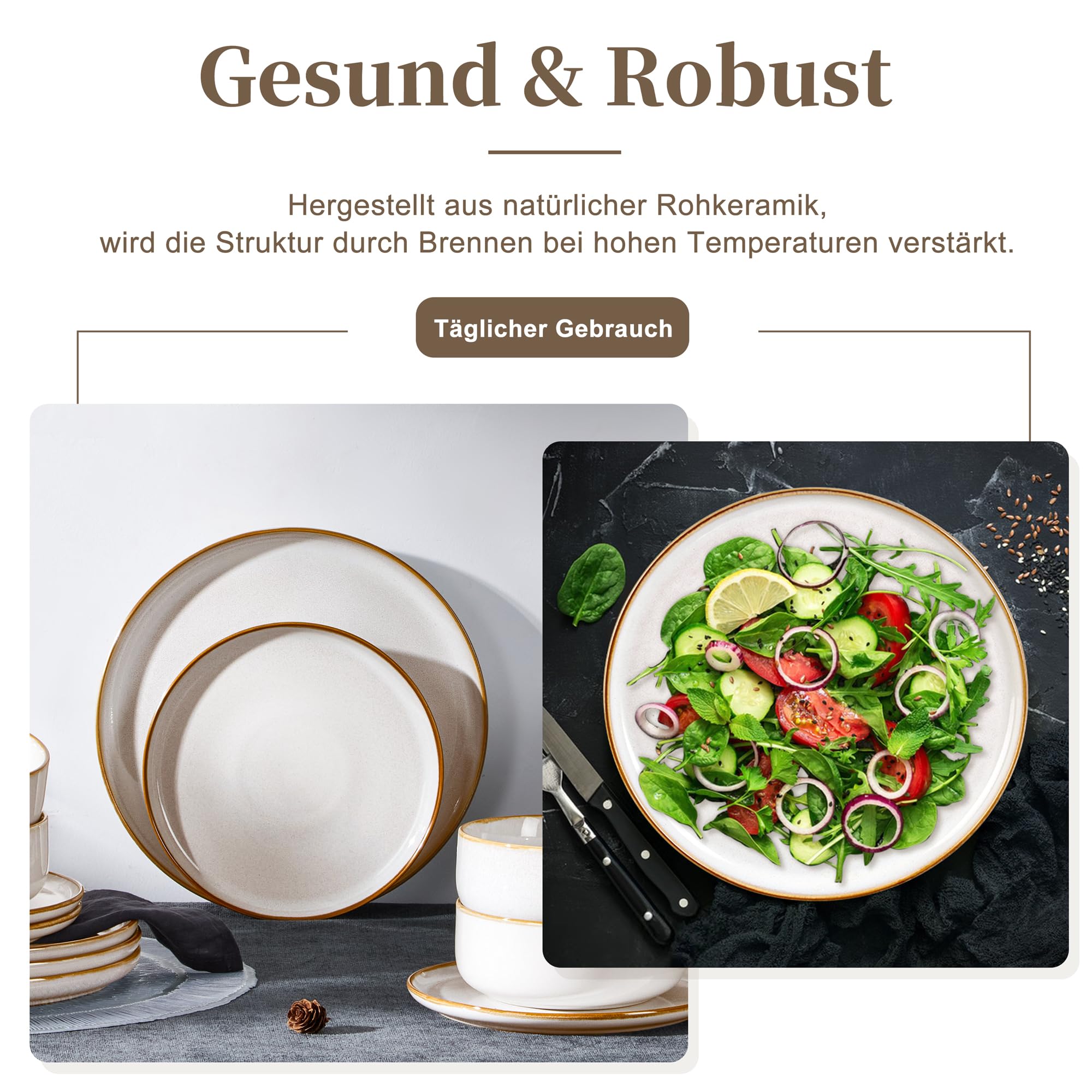 homikit-dinnerware-tellerset-26-5-cm-steinzeug-beige-6-teilig image 8