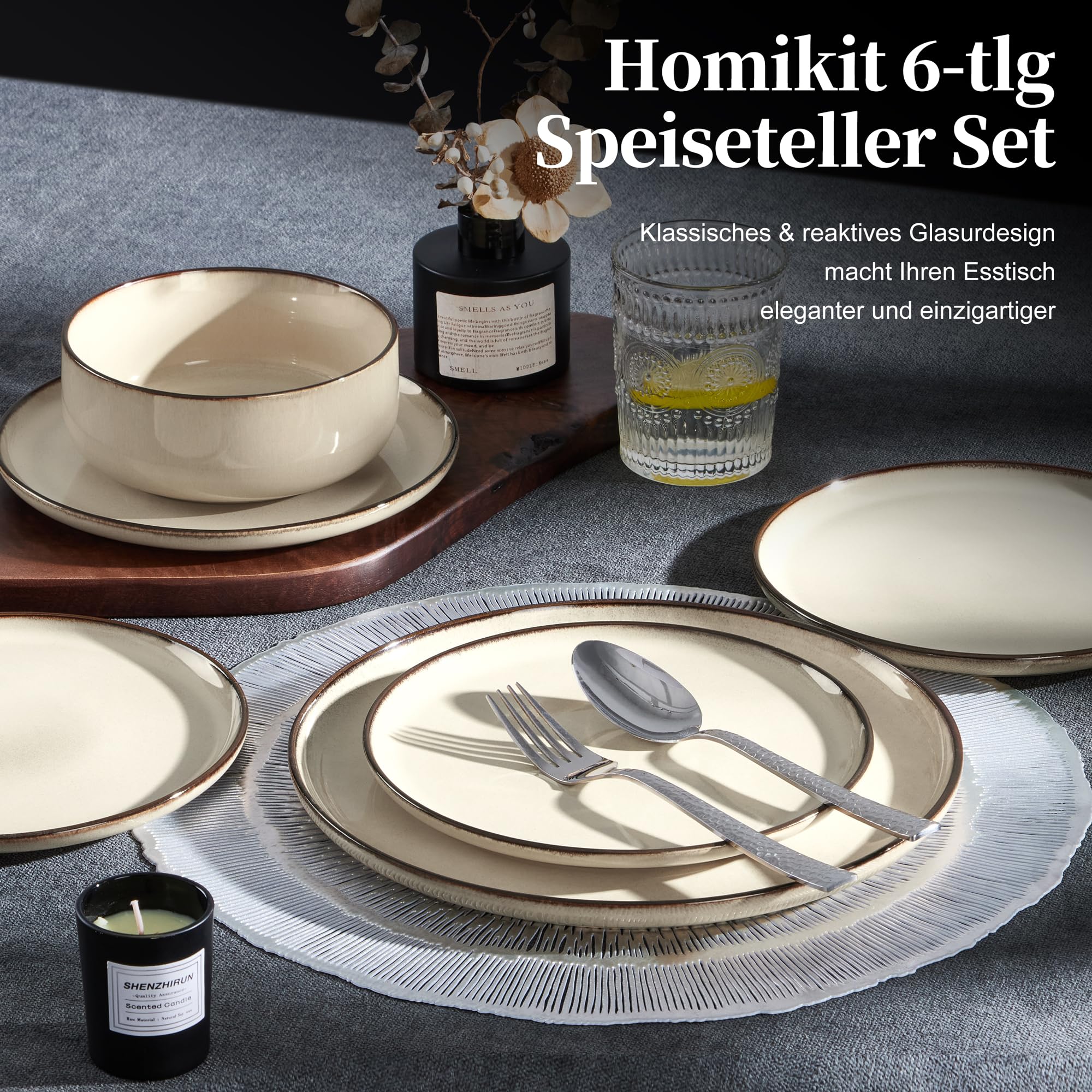 homikit-dinnerware-tellerset-26-5-cm-steinzeug-khaki-6-teilig image 4