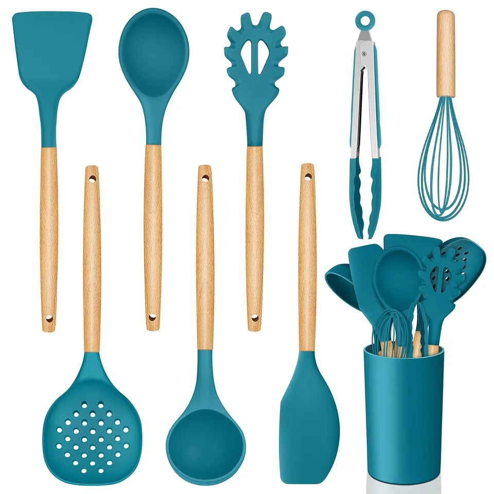 homikit-kitchen-gadgets-kochbesteck-set-9-teilig-blau-holzgriff image 1