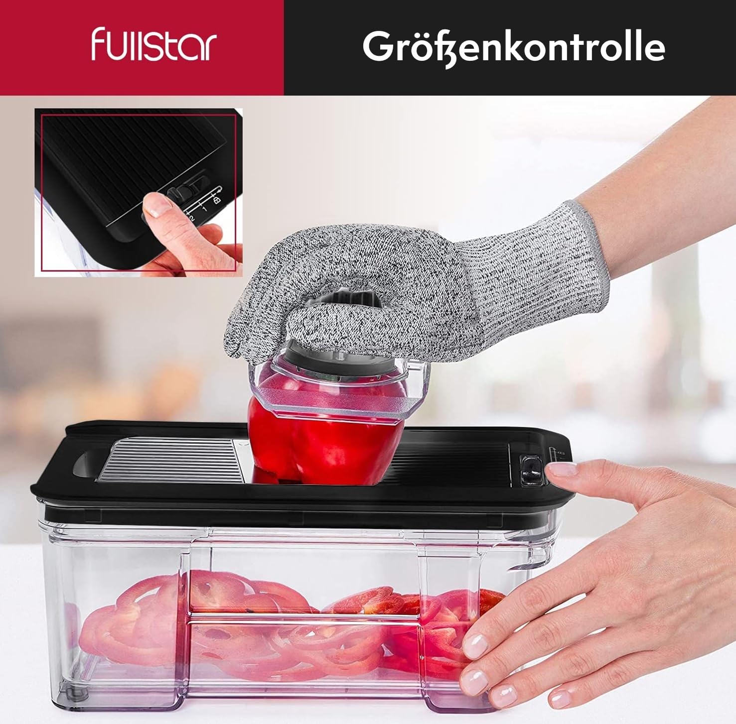 fullstar-pro-mandoline-gem-sehobel-schwarz-edelstahl-mit-auffangschale image 7