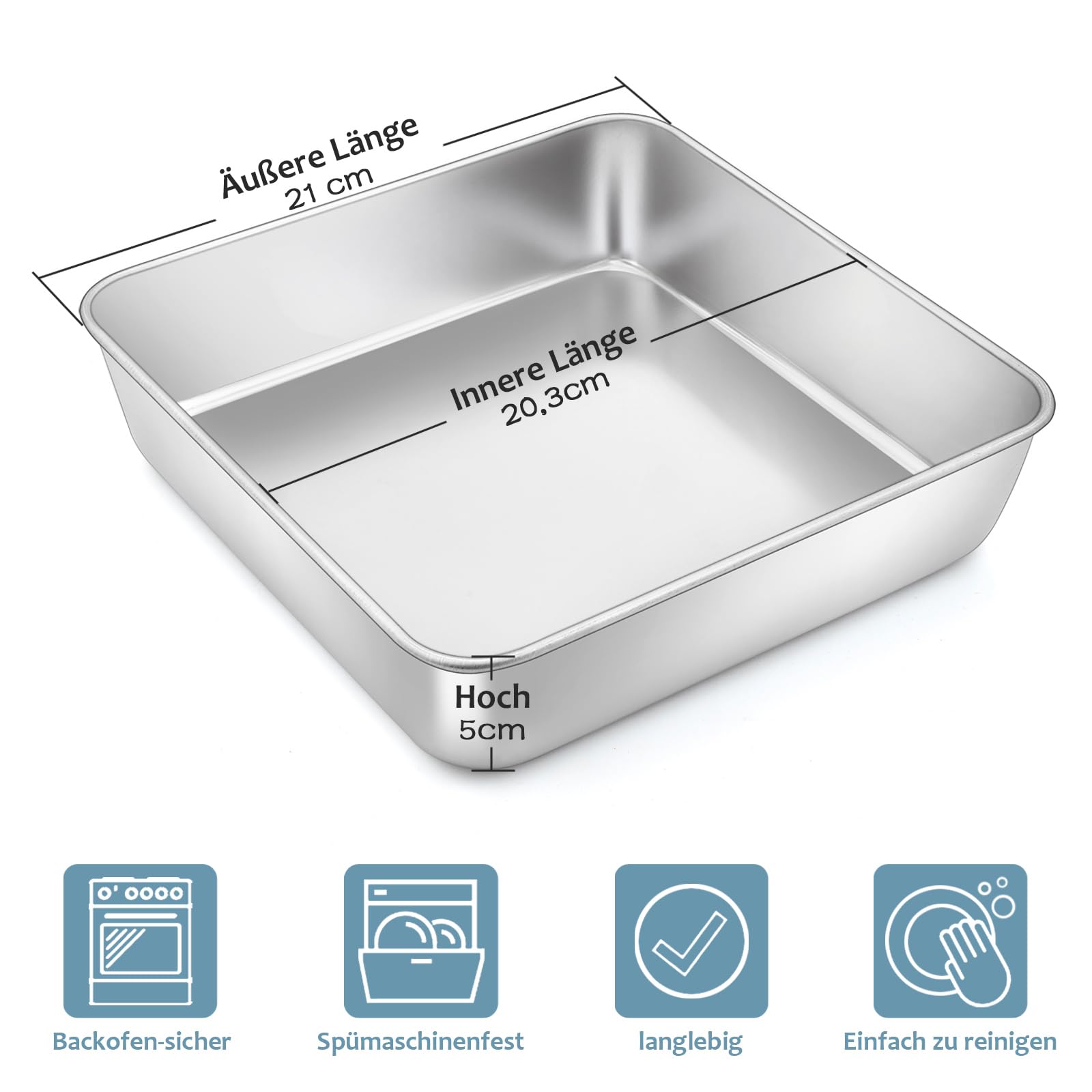 homikit-bakeware-kuchenform-21x21-backform-3er-set-edelstahl image 2