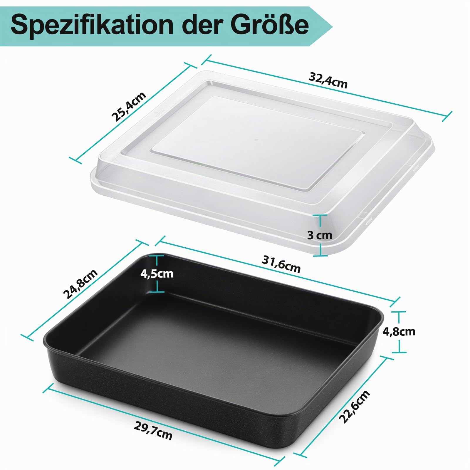 homikit-bakeware-backblech-mit-deckel-31-6-cm-antihaft image 2
