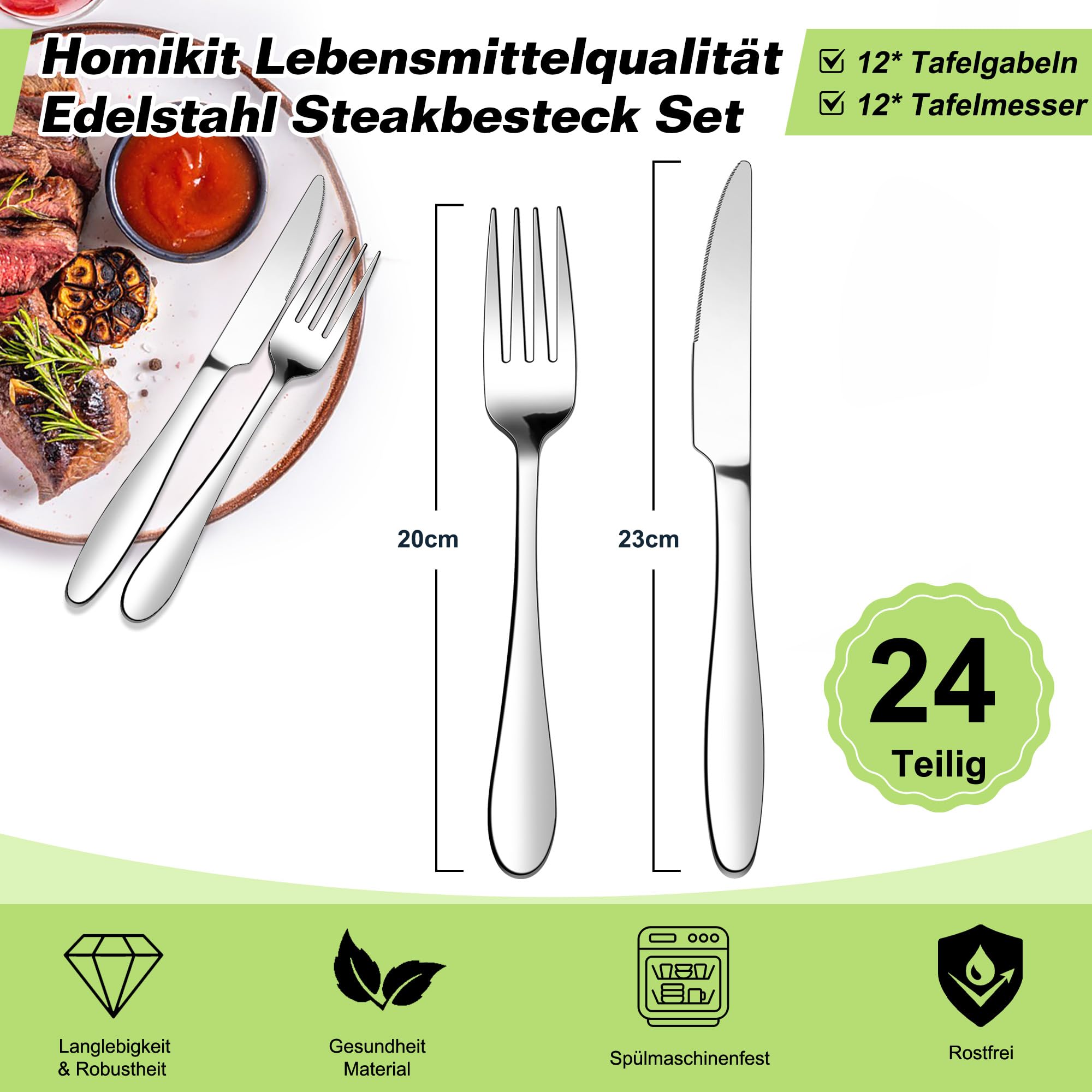 homikit-flatware-steakbesteck-24-tlg-oval-griff-edelstahl image 2