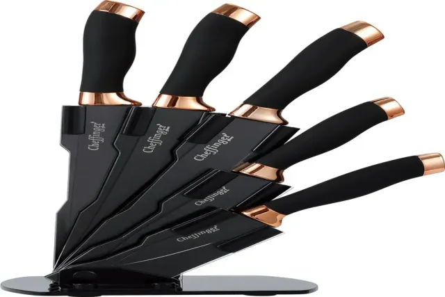 cheffinger-cf-ks10-messerblock-gold-schwarz-ohne-messer image 1