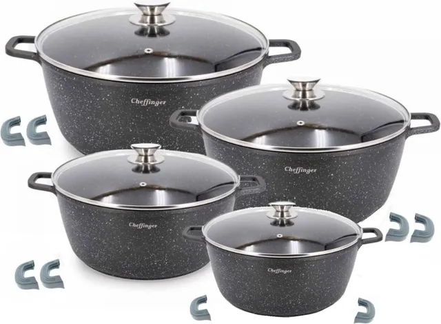 cheffinger-cookware-cf-dcs05-topfset-schwarz-5-teilig image 1