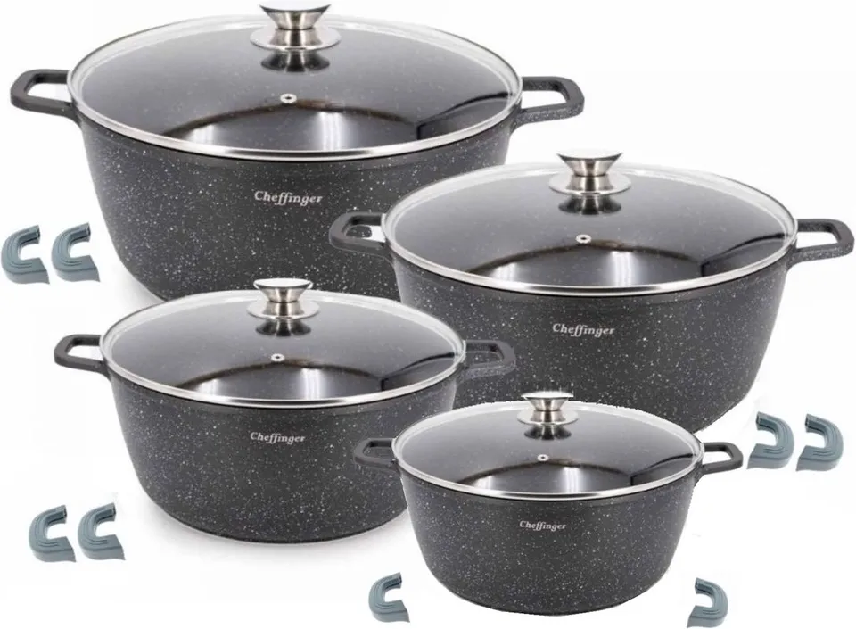cheffinger-cookware-cf-dcs05-topfset-schwarz-5-teilig image 1