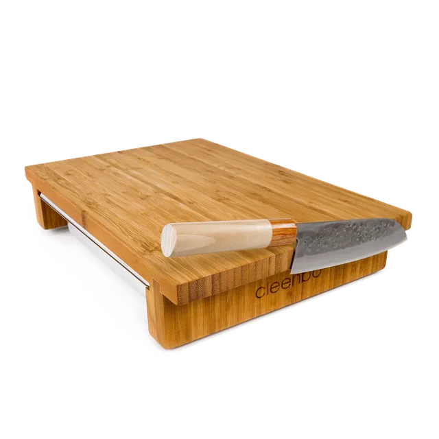 cleenbo-classic-bamboo-schneidebrett-mit-messerhalter image 1