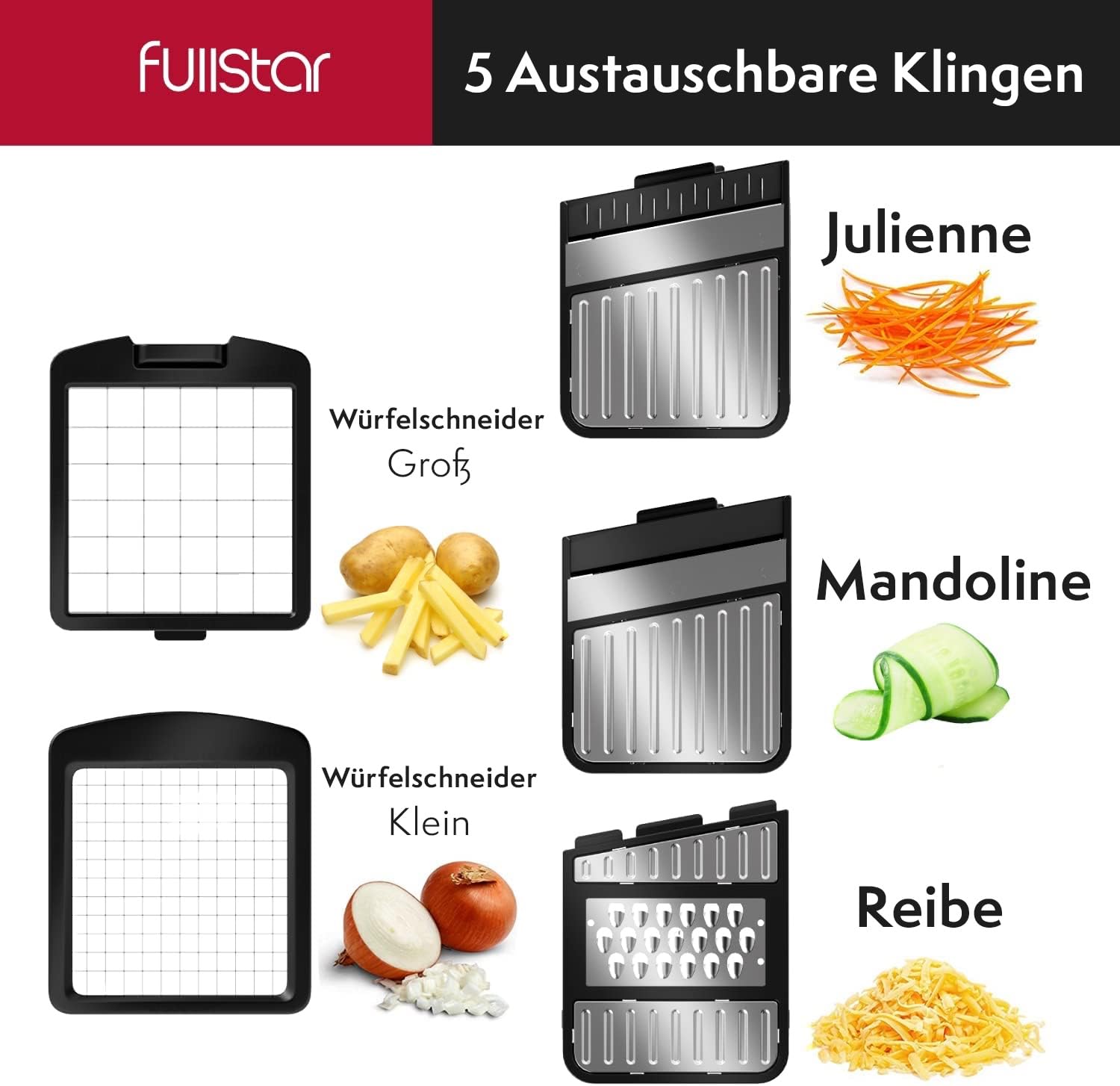 fullstar-pro-mandoline-gem-sehobel-schwarz-edelstahl-mit-auffangschale image 3