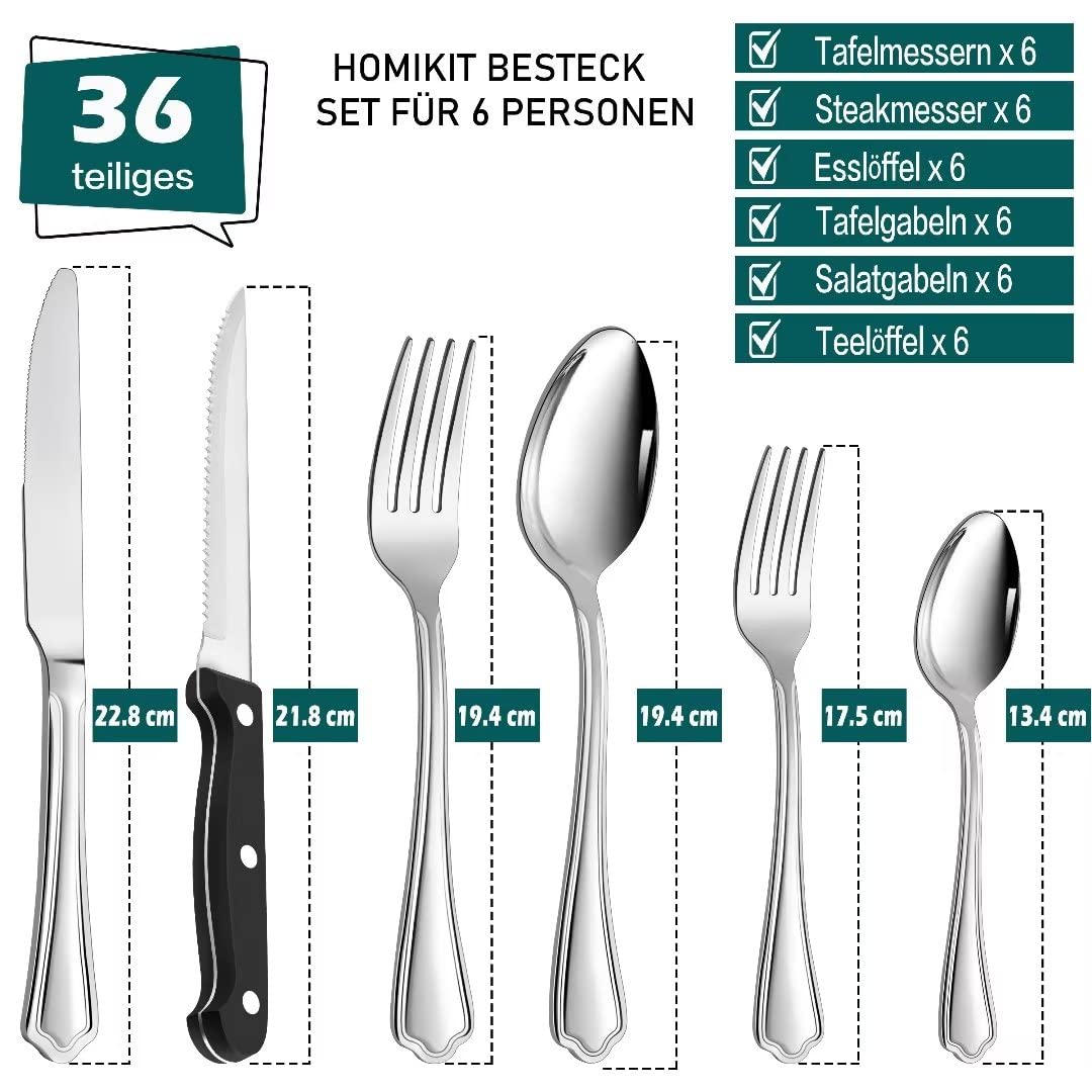 homikit-flatware-besteckset-36-teilig-mit-steakmesser-rund image 2