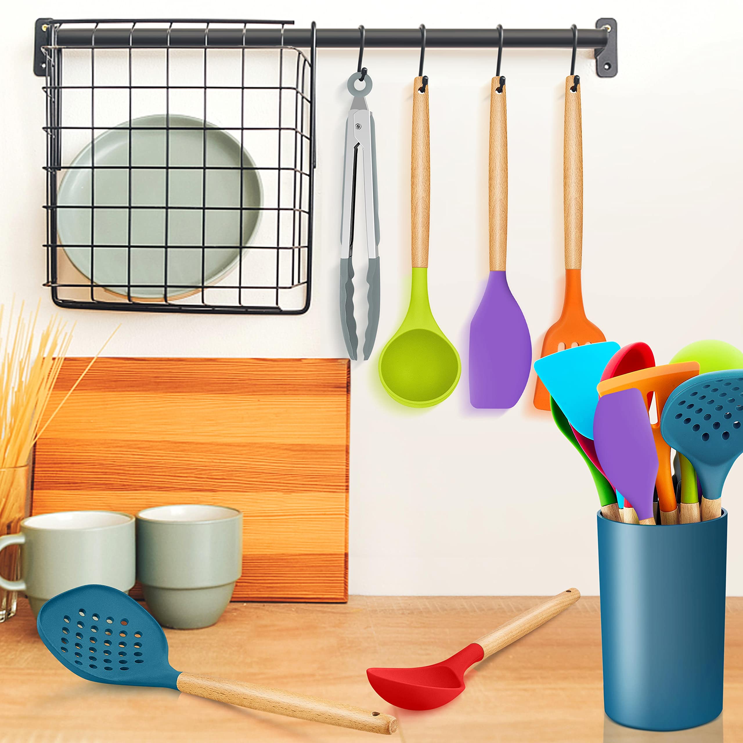 homikit-kitchen-gadgets-kochbesteck-set-15-teilig-bunt-holzgriff image 7