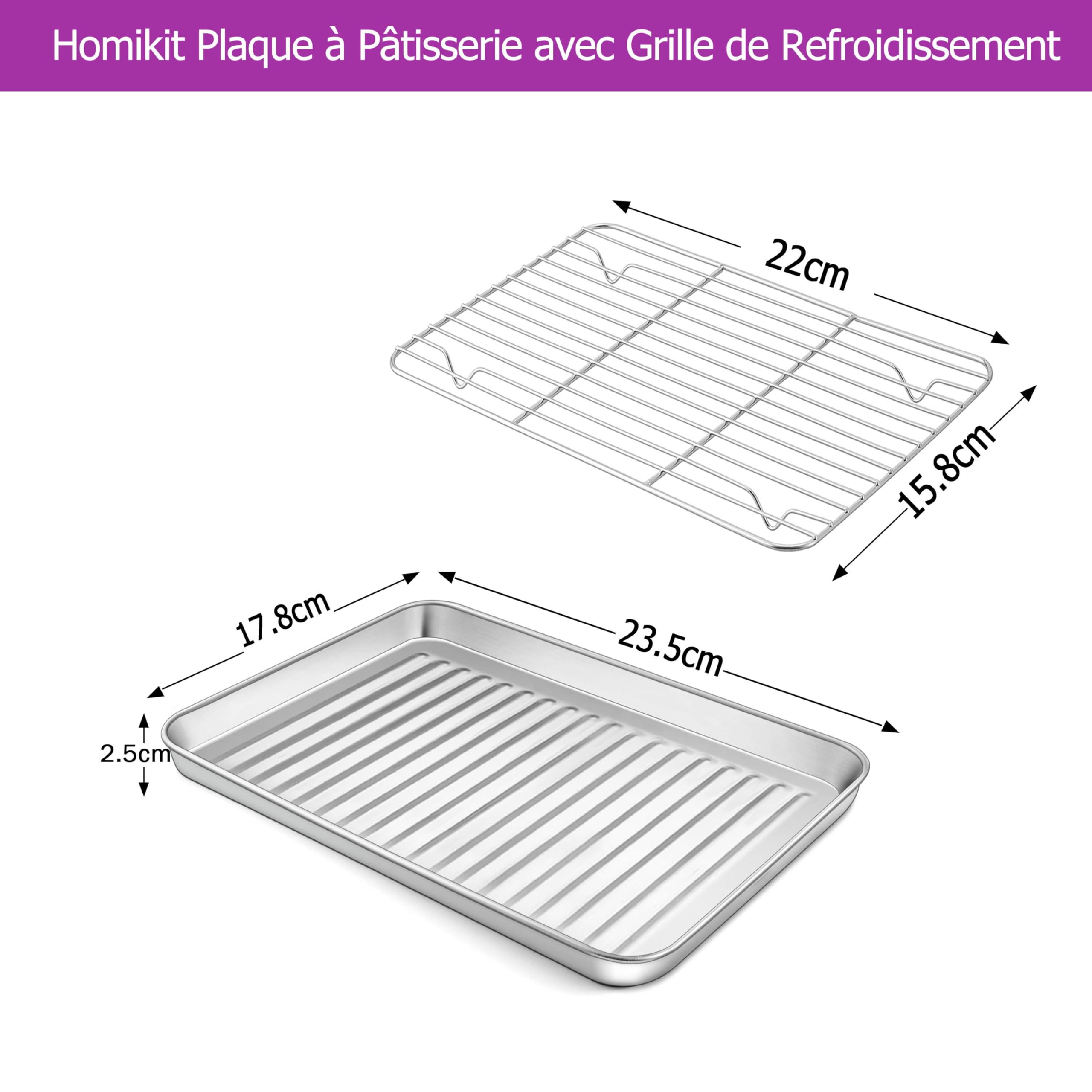 homikit-bakeware-backblech-mit-gitter-23-5cm-mini-edelstahl image 2