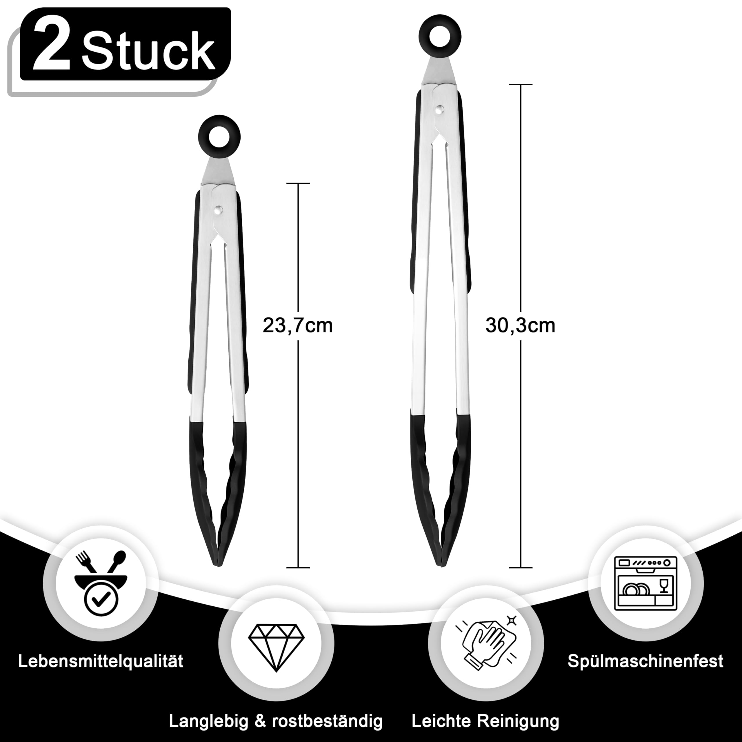 homikit-k-chenzange-edelstahl-grillzange-2er-set-schwarz-silikon image 2