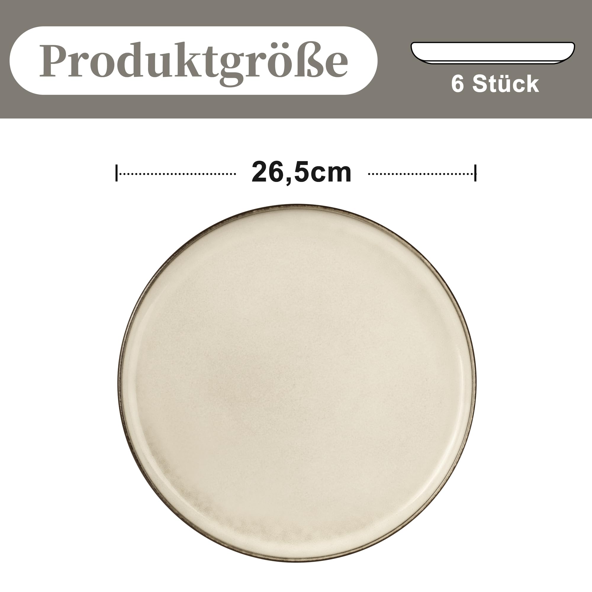 homikit-dinnerware-tellerset-26-5-cm-steinzeug-khaki-6-teilig image 2