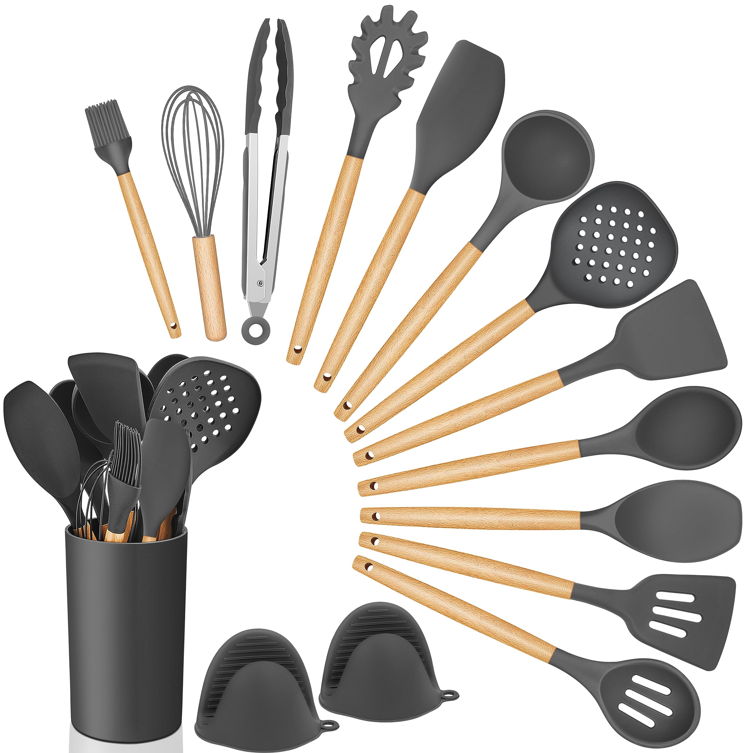 homikit-kitchen-gadgets-kochbesteck-set-15-teilig-grau-holzgriff image 1