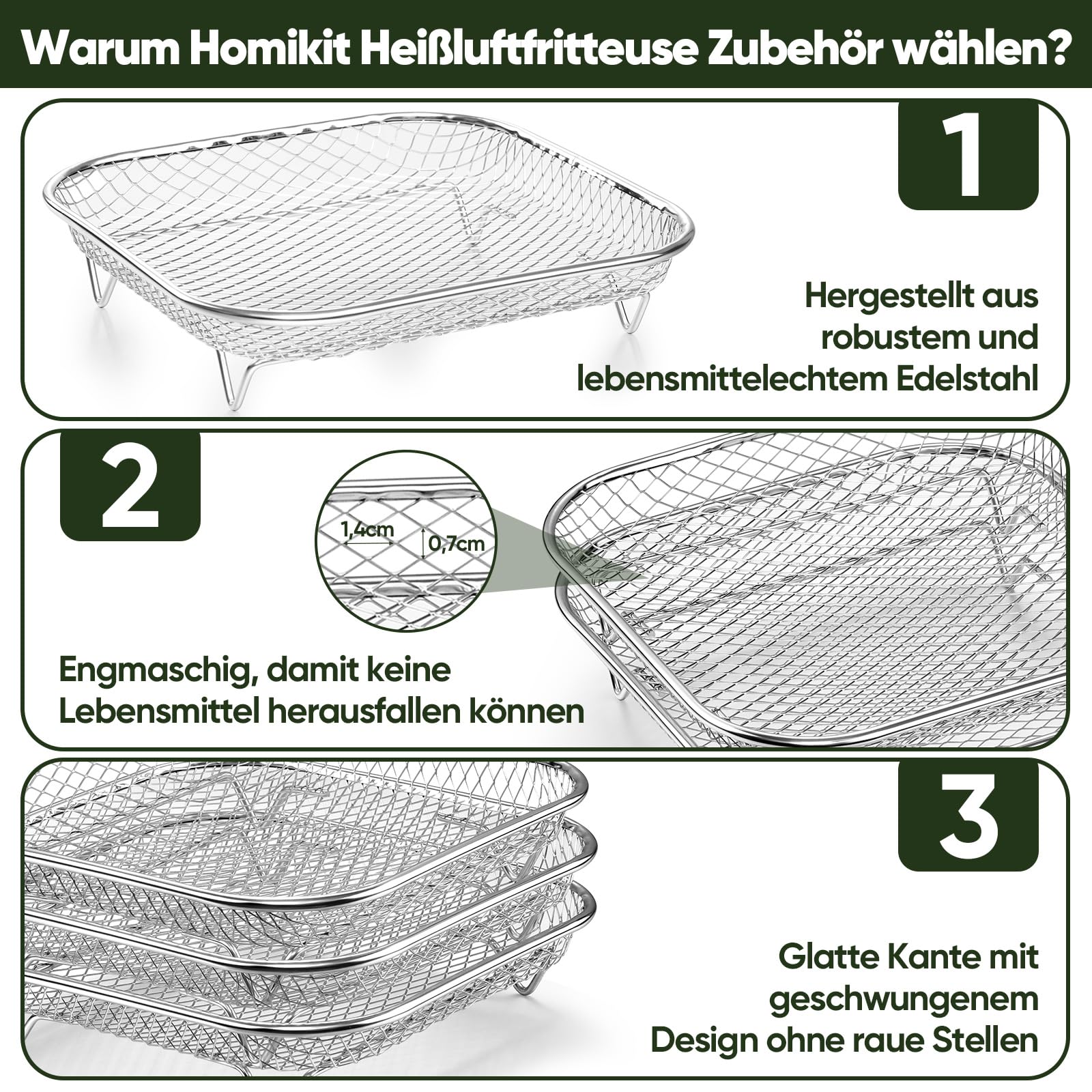 homikit-kitchen-gadgets-airfryer-zubeh-r-3-lagig-stapelbar-edelstahl image 3