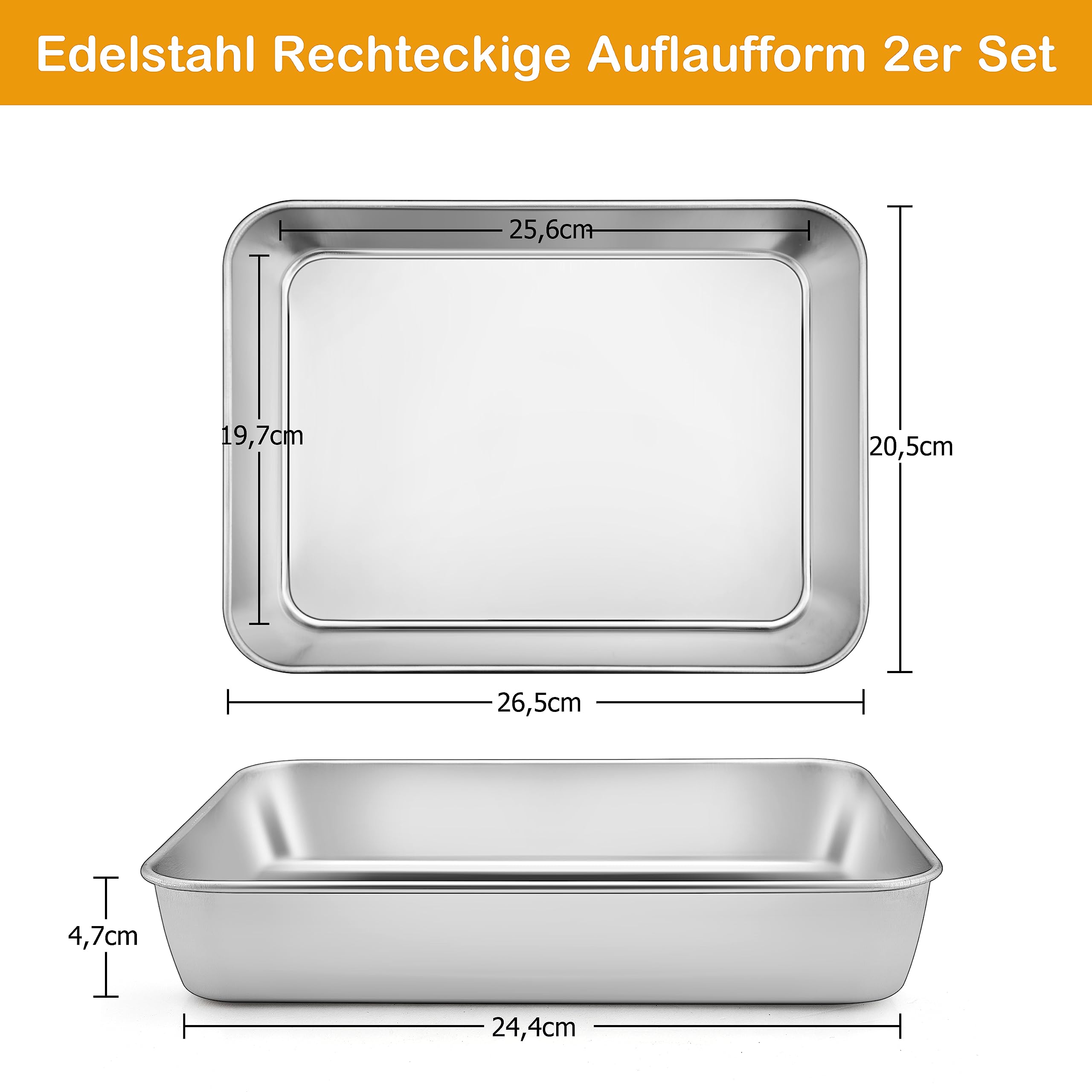 homikit-bakeware-auflaufform-26-5-cm-backblech-2er-set-edelstahl image 2