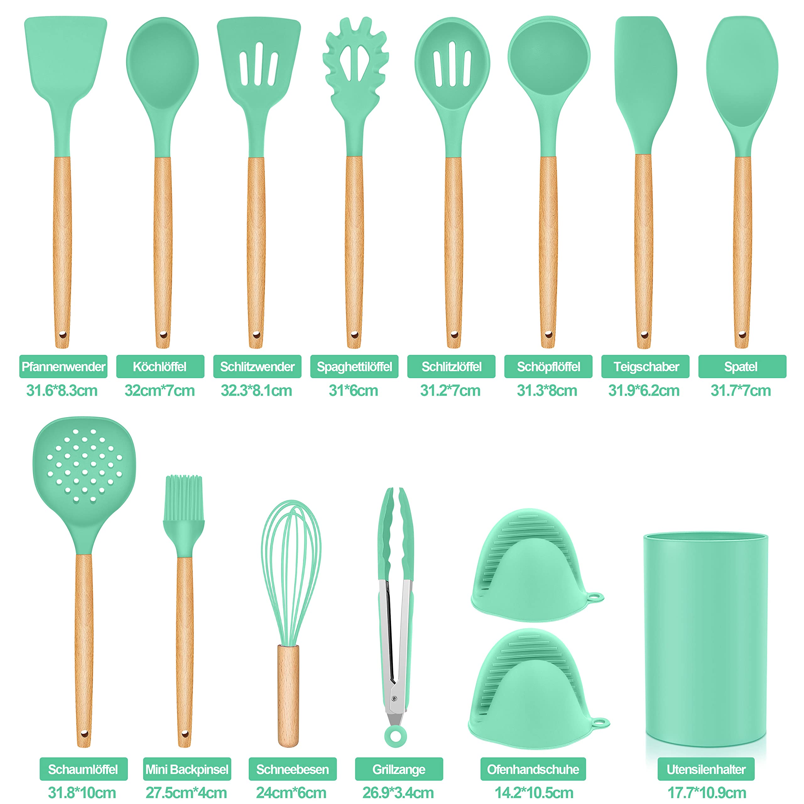 homikit-kitchen-gadgets-kochbesteck-set-15-teilig-gr-n-holzgriff image 2