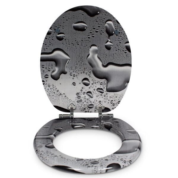 WC Sitz mit Absenkautomatik – hochwertige Toilettendeckel aus Holz – “Grey Splash” – Bild 3
