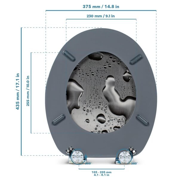 WC Sitz mit Absenkautomatik – hochwertige Toilettendeckel aus Holz – “Grey Splash” – Bild 4